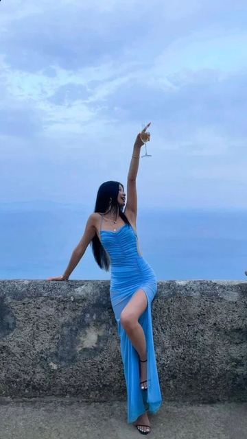 Blue Sexy Long Prom Dress See-through Evening Dress Party Dress HZ1023